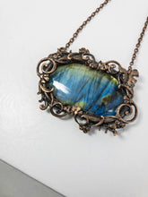 Load image into Gallery viewer, artistic framed labradorite necklace
