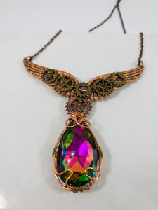 wire wrapped wings necklace