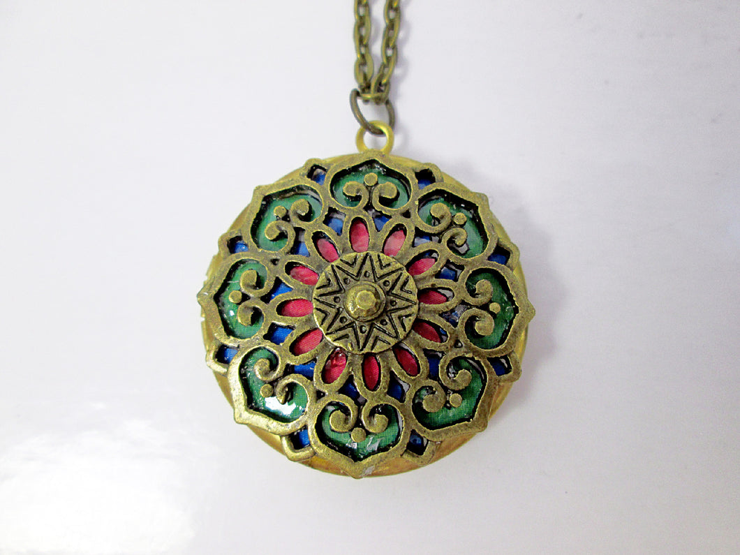 mandala locket necklace