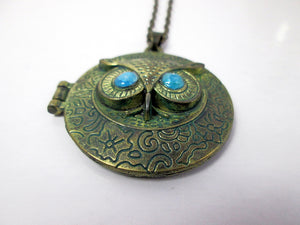 steampunk owl locket necklace