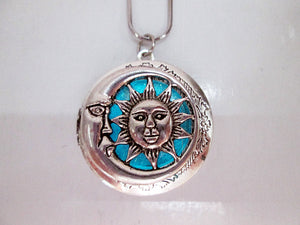 glow in the dark moon and sun locket pendant