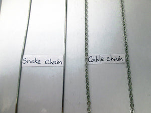 sample view of snake chain vs cable chain