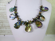 Load image into Gallery viewer, back view of rainbow bronze shell and pearl necklace