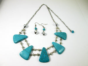 big bold chunky turquoise necklace and earrings set