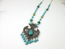 Load image into Gallery viewer, long turquoise tassel necklace