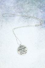 Load image into Gallery viewer, handmade and hand stamped message pendant necklace "no judgement just positive energy"