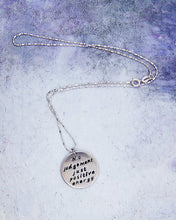 Load image into Gallery viewer, handmade and hand stamped message pendant necklace "no judgement just positive energy"