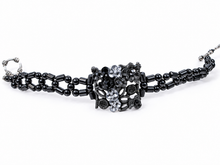 Load image into Gallery viewer, Black and silver flower magnetic hematite bracelet