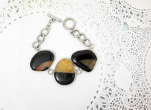 Load image into Gallery viewer, Large brown-black agate stone statement bracelet