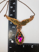 Load image into Gallery viewer, steampunk angel wing necklace with measurement