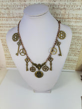 Load image into Gallery viewer, vintage style clockwork gear key necklace