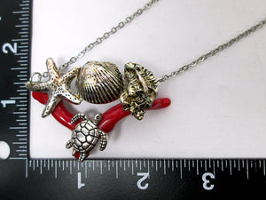 turtle starfish seashell necklace