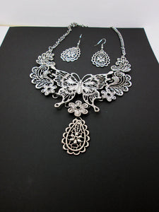 large butterfly statement necklace and earrings set