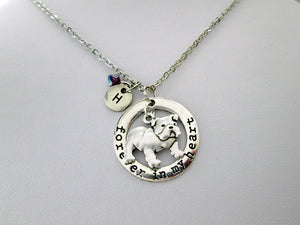 forever in my heart bulldog necklace with personalization