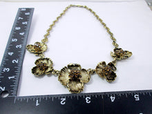 Load image into Gallery viewer, antique gold flower sculpture necklace with measurement