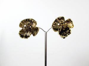 antique gold flower sculpture earrings
