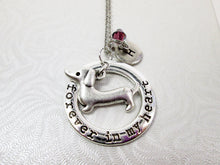 Load image into Gallery viewer, forever in my heart dachshund sausage dog or weiner dog necklace