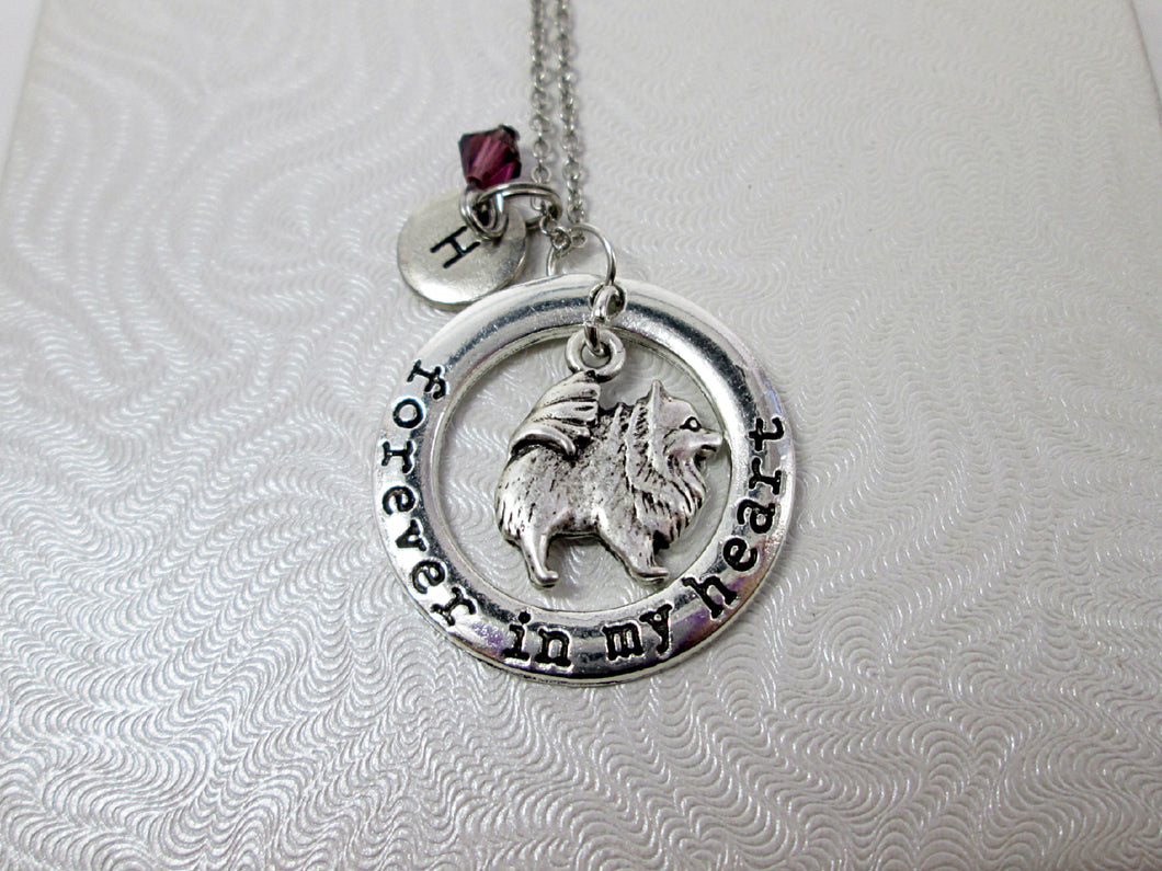forever in my heart pomeranian puppy dog necklace with personalization
