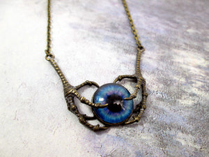 steampunk claw eye pendant necklace