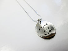 Load image into Gallery viewer, side view of I love you mama necklace