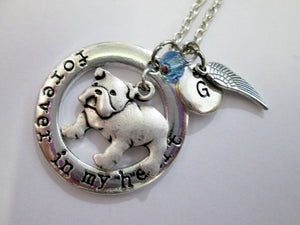 bulldog necklace with personalization