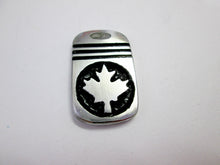 Load image into Gallery viewer, handmade pewter Canada Maple Leaf pendant with black background, for men or women