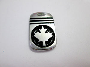 handmade pewter Canada Maple Leaf pendant with black background, for men or women