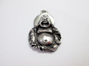 handmade pewter happy laughing Buddha pendant