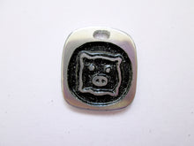 Load image into Gallery viewer, Year of the pig Chinese zodiac pendant with black background (picture taken on a white background)