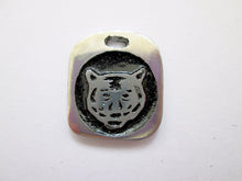 Load image into Gallery viewer, Year of the tiger Chinese zodiac pendant with black background. (picture taken on a white background)