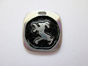Year of the goat or sheep or ram pendant with black background. (picture taken on a white background)t