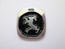 Load image into Gallery viewer, Year of the sheep or goat or ram, Chinese zodiac animal sign pendant with black background, cotton cord style. (picture taken on a white background)