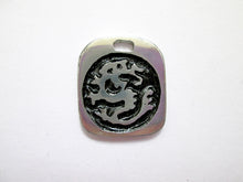Load image into Gallery viewer, Year of the Dragon Chinese zodiac pendant for unisex, squarish pendant with black background (picture taken on a white background)