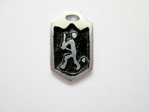 baseball player pendant with black background