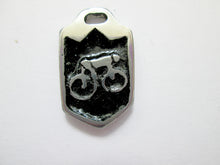Load image into Gallery viewer, cycling pendant necklace, biker pendant necklace, pendant with black background  (photo taken on a white background)