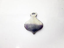 Load image into Gallery viewer, back view of handmade pewter yoga lotus pendant,picture showing pendant polished to mirror finish 