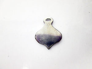 back view of handmade pewter yoga lotus pendant,picture showing pendant polished to mirror finish 