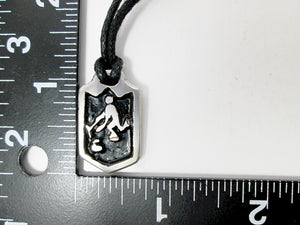 showing measurement of curling player pendant 