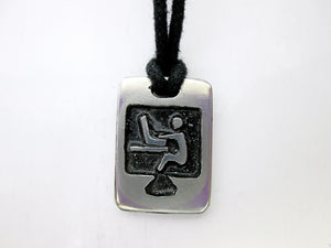handmade pewter computer geek pendant necklace, pendant with black background, on black cord, for men or women.