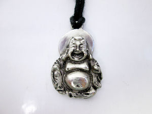 handmade pewter happy Buddha pendant necklace, for men or women