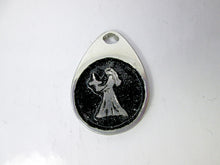 Load image into Gallery viewer, Virgo horoscope teardrop pendant with black background, for man or woman. (picture taken on a white background)