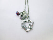 Load image into Gallery viewer, happy forever circle of luck dolphin necklace with personalization