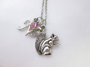 small squirrel necklace with personalization