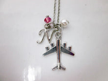 Load image into Gallery viewer, airplane necklace with personalization