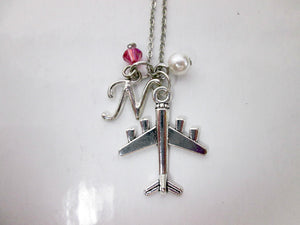 airplane necklace with personalization