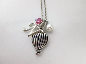 hot air balloon necklace with personalization
