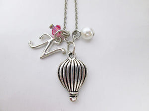 tiny dainty hot air balloon necklace