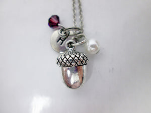 acorn necklace with personalization