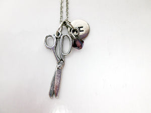 small scissor necklace with personalization