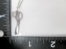Load image into Gallery viewer, scissor necklace with measurement